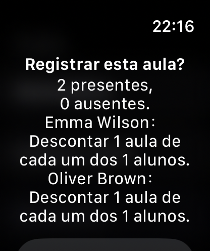 Tela de conclusão rápida da lição do Apple Watch